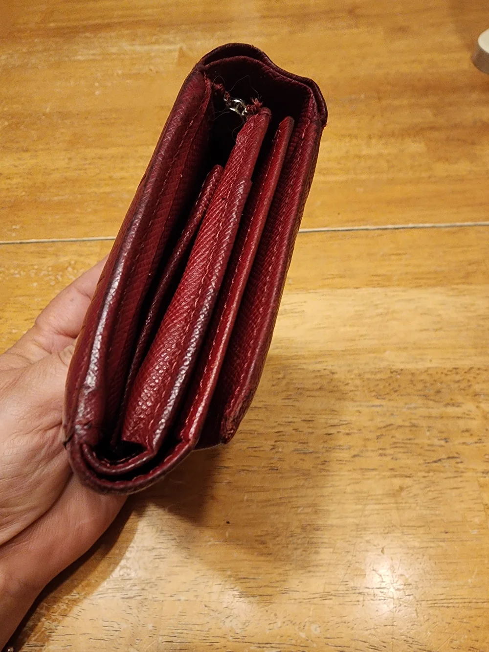 Burberry red embossed